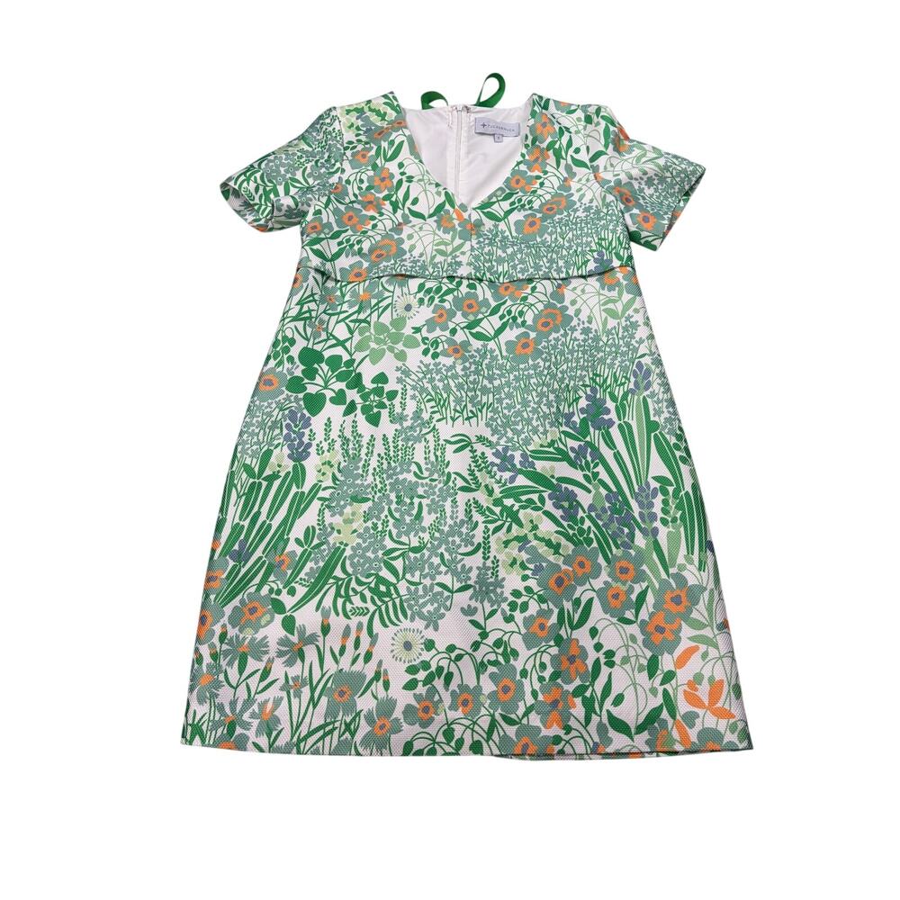 Tuckernuck white green floral dress. V neck shift. Size S. sundress, easter